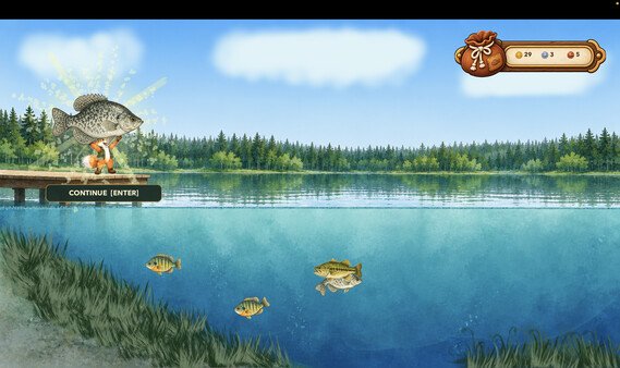 FishyFox celebrates catching a crappie as other fish swim beneath the dock.